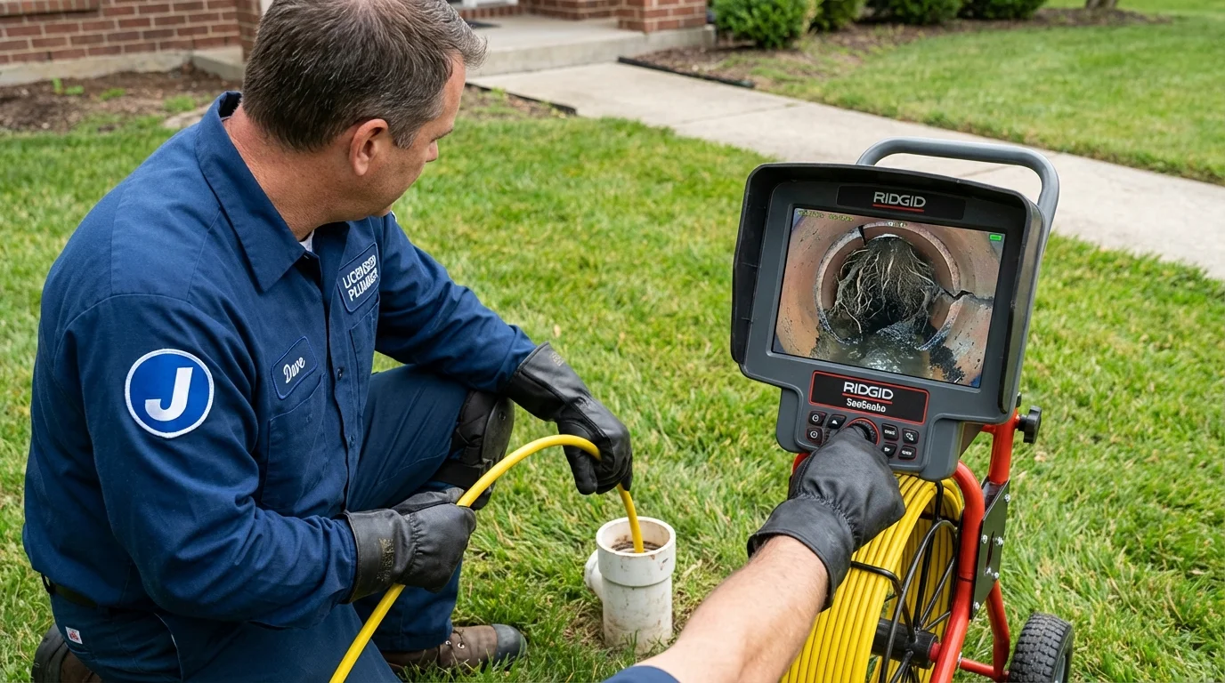 Sewer camera inspection being performed by Johns Plumbing LLC in Winfield